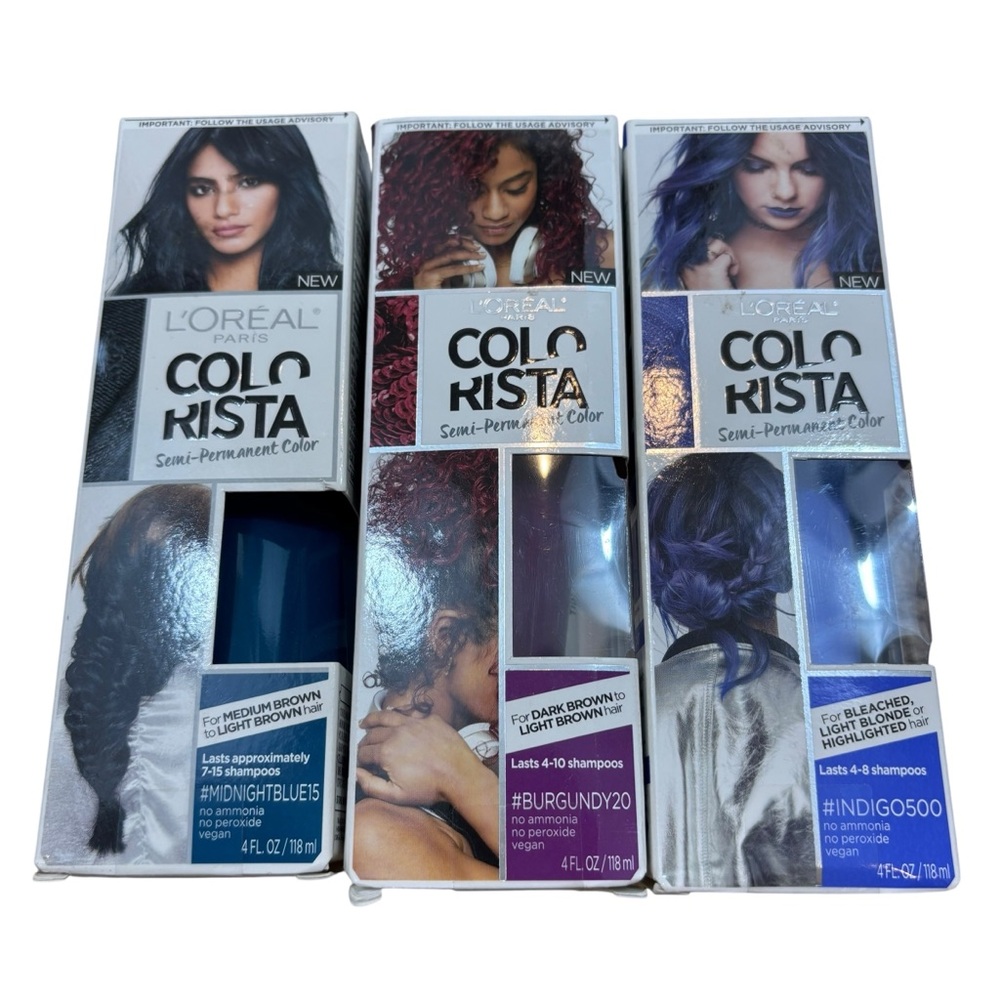 Lot of three Brand New in Box L’Oréal Colorista Semi-Permanent Hair Dyes